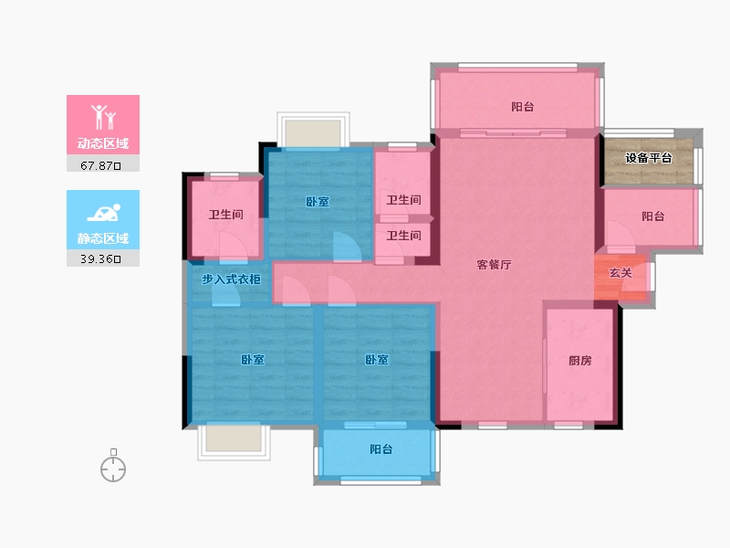 湖南省-岳阳市-汨罗滨江花园-98.30-户型库-动静分区