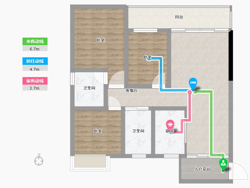 湖南省-怀化市-嘉丰广场-88.31-户型库-动静线