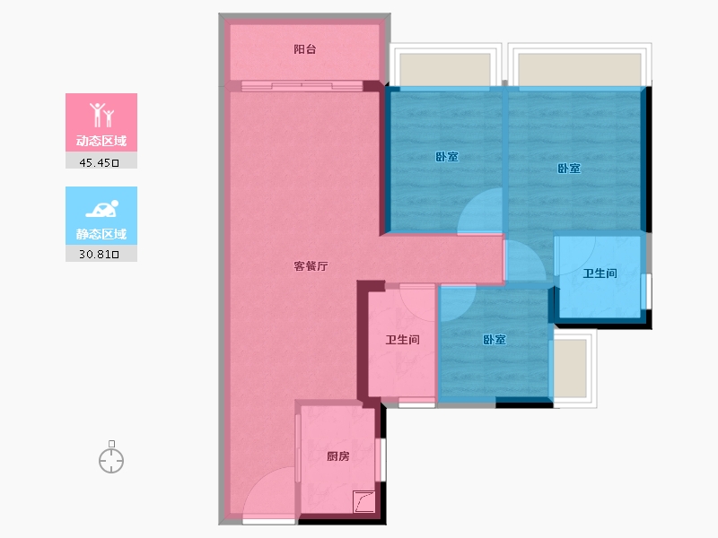 广东省-湛江市-碧桂园·岭南盛世-67.62-户型库-动静分区