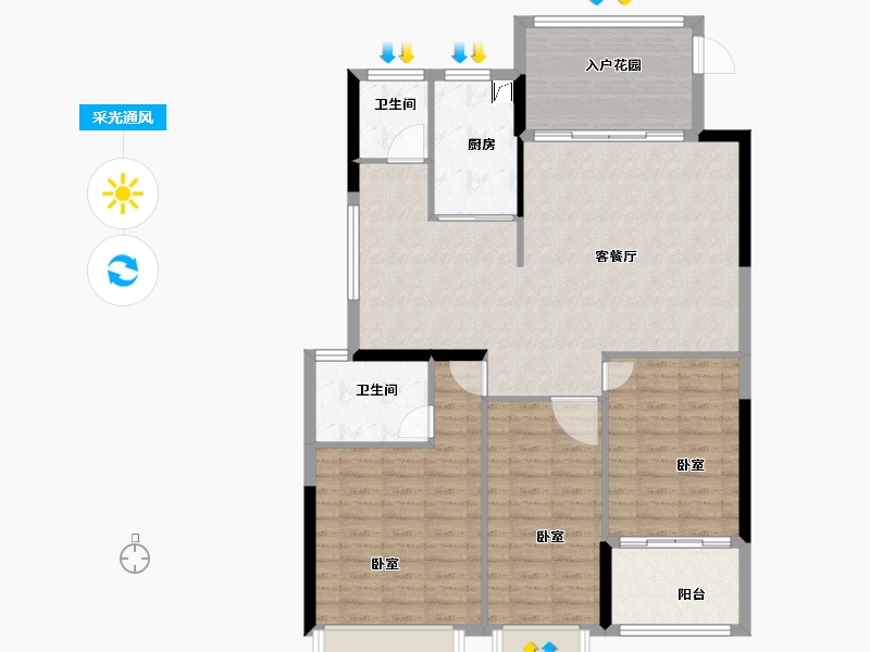 广东省-汕头市-和平金丰广场-113.84-户型库-采光通风