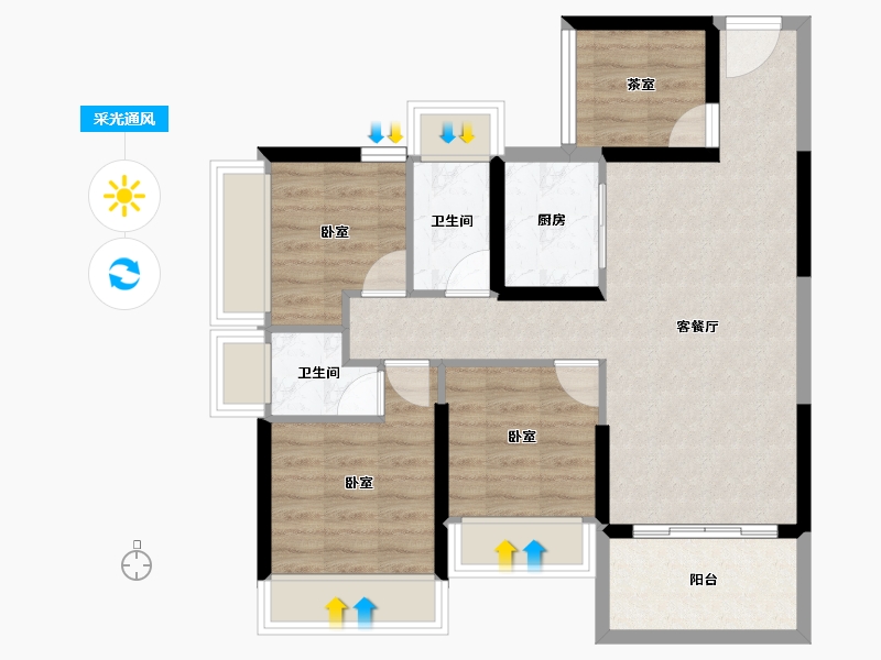 广东省-湛江市-东达海角八号-73.53-户型库-采光通风