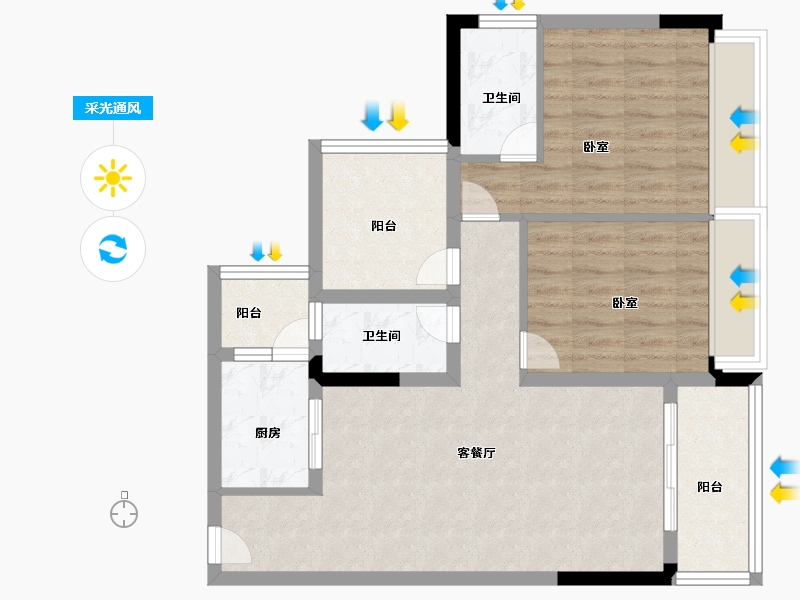 广东省-佛山市-天丰誉城-73.99-户型库-采光通风