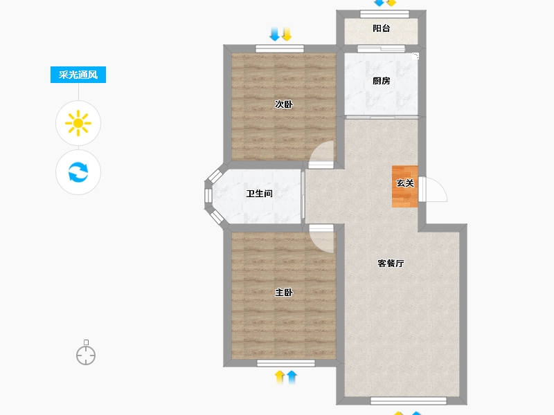 吉林省-长春市-良品柏宏爱琴湾-67.95-户型库-采光通风