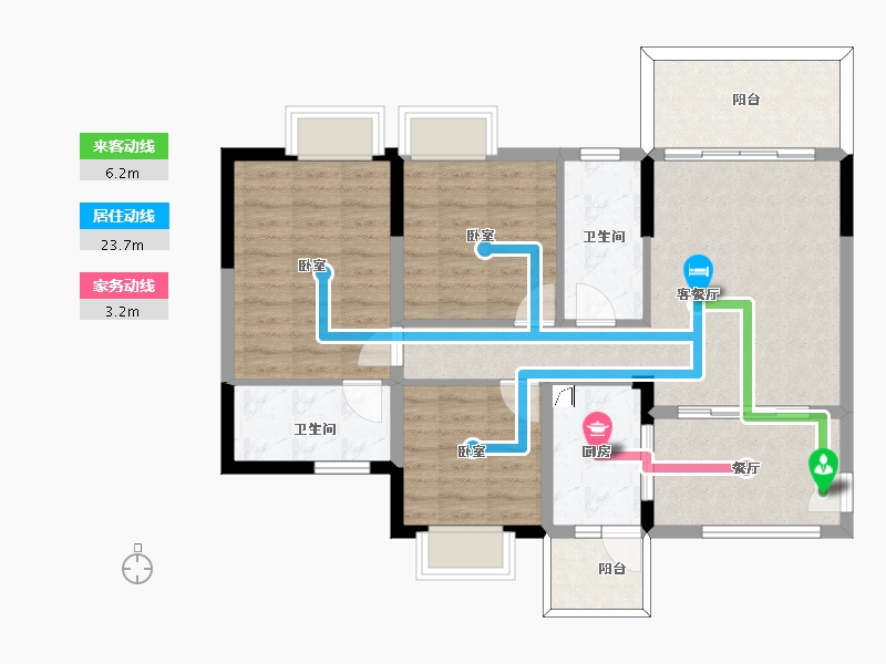 广东省-惠州市-宏新蜜糖小城二期-90.28-户型库-动静线