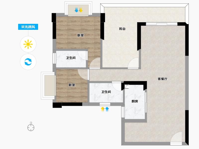 广东省-惠州市-天润嘉园-70.00-户型库-采光通风