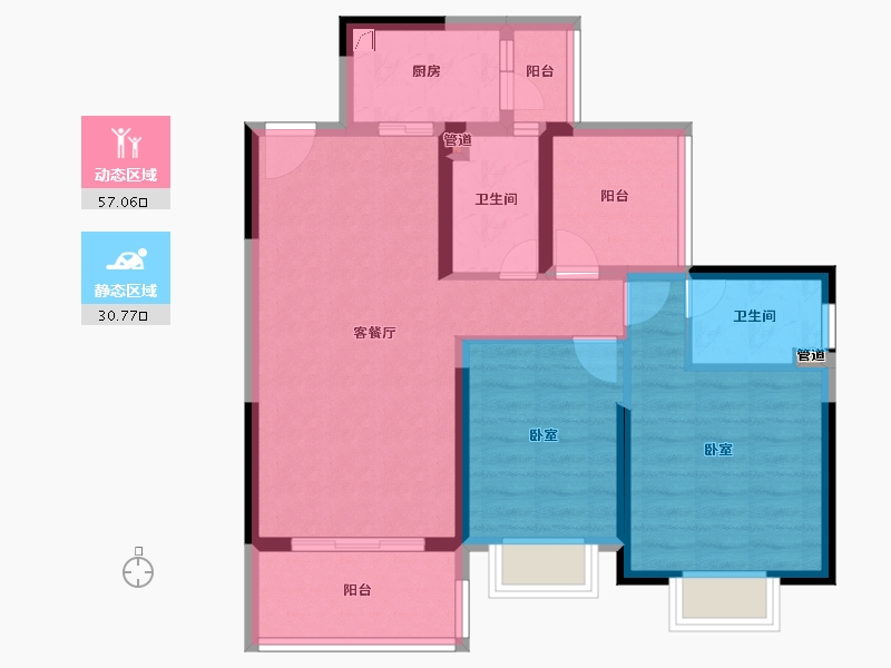 广东省-惠州市-方直彩虹里-77.56-户型库-动静分区