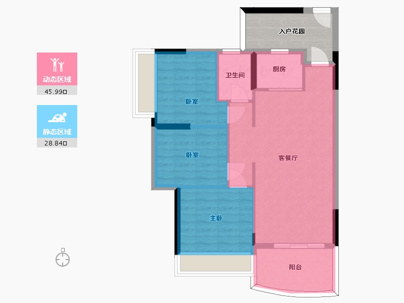 广东省-惠州市-艺都牛津河畔五期-74.76-户型库-动静分区