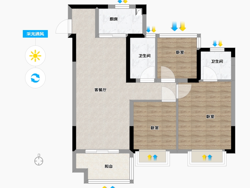 安徽省-六安市-绿城·春风里-82.00-户型库-采光通风