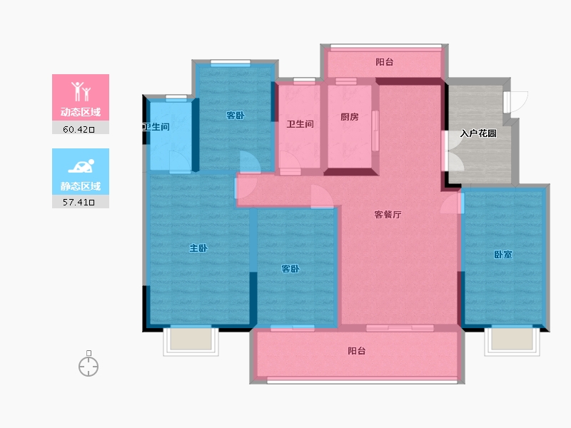 安徽省-六安市-高速时代御府-111.00-户型库-动静分区