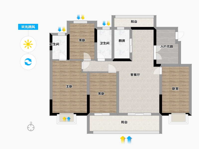 安徽省-六安市-高速时代御府-111.00-户型库-采光通风