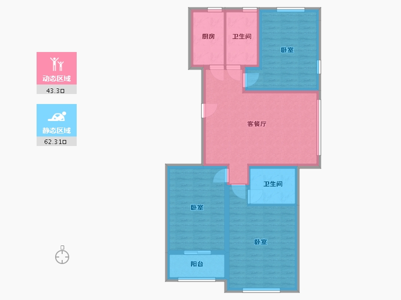 陕西省-西安市-天朗大兴郡-94.41-户型库-动静分区