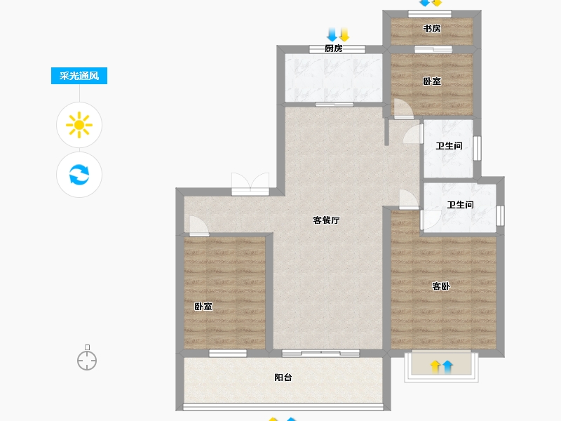 安徽省-六安市-万兴九州府-91.99-户型库-采光通风