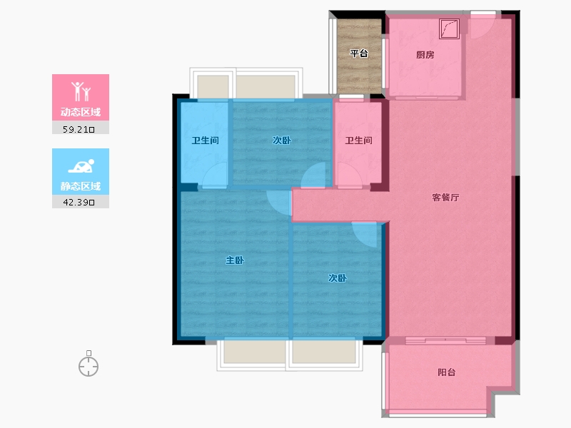 湖南省-湘潭市-碧桂园·黄金时代-95.09-户型库-动静分区