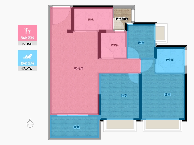 广东省-湛江市-湛江招商国际邮轮城-84.00-户型库-动静分区