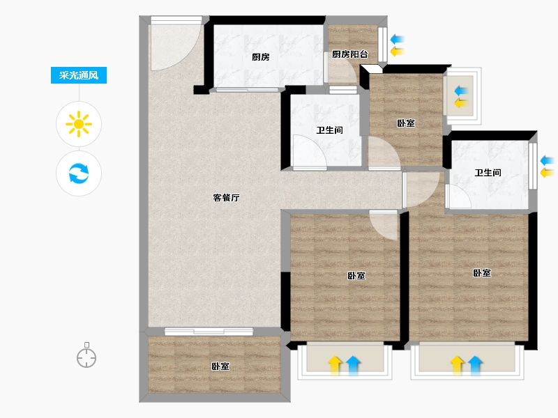 广东省-湛江市-湛江招商国际邮轮城-84.00-户型库-采光通风