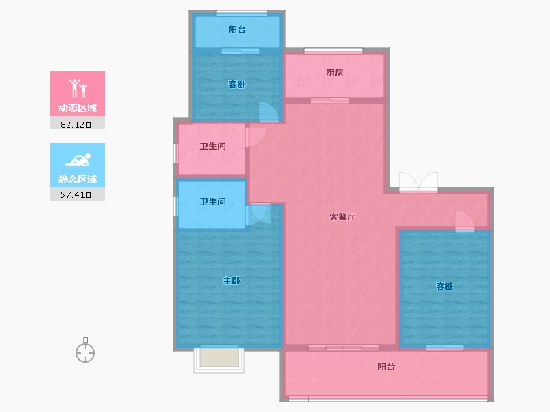 安徽省-六安市-万兴九州府-126.29-户型库-动静分区