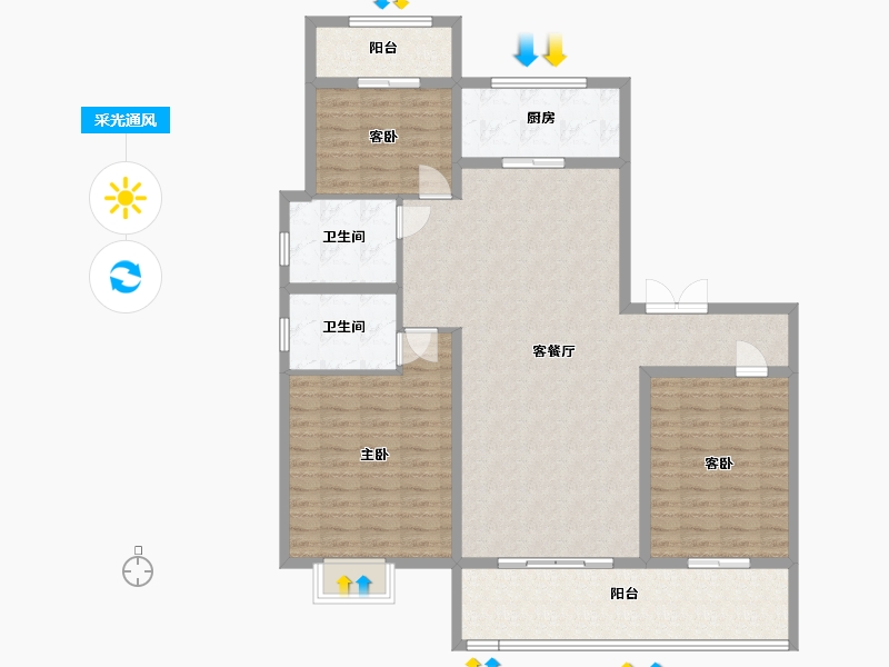 安徽省-六安市-万兴九州府-126.29-户型库-采光通风