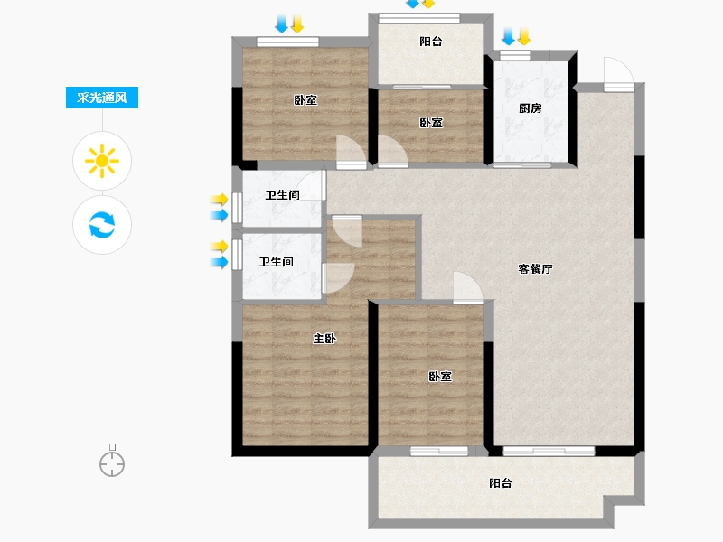 安徽省-六安市-高速时代御府-102.00-户型库-采光通风