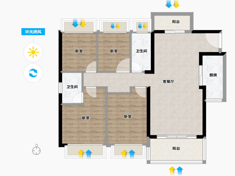 广东省-湛江市-华邦·玥珑湾-96.35-户型库-采光通风