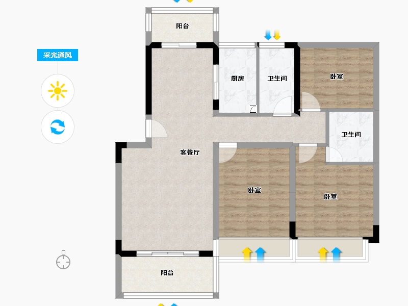 广东省-江门市-东方华庭-91.06-户型库-采光通风