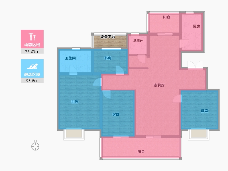 安徽省-六安市-浙东东星苑-117.99-户型库-动静分区