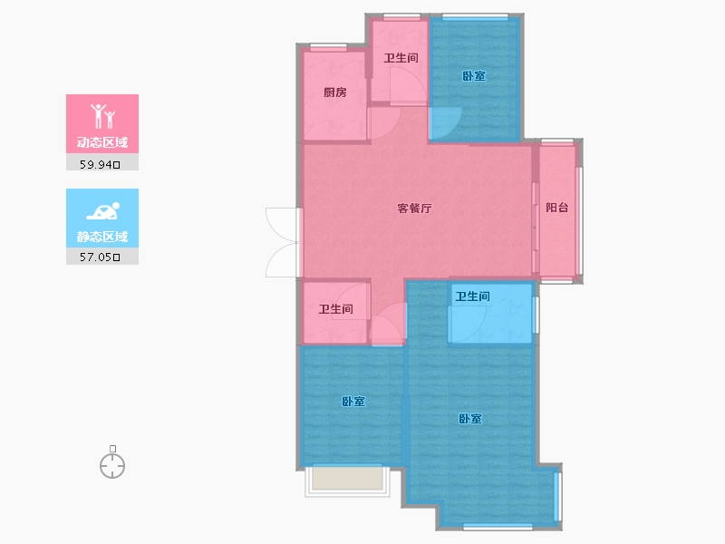 山东省-烟台市-建城颐苑-107.01-户型库-动静分区