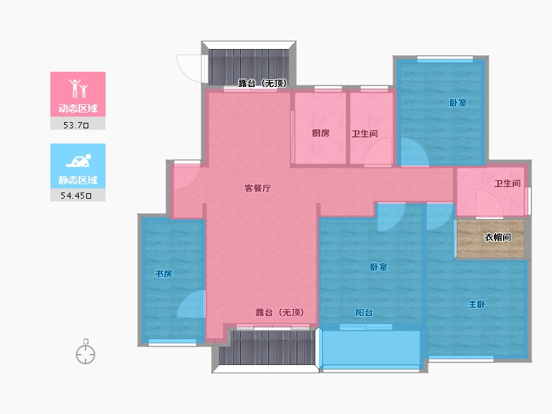 浙江省-宁波市-信达万科东望-110.01-户型库-动静分区