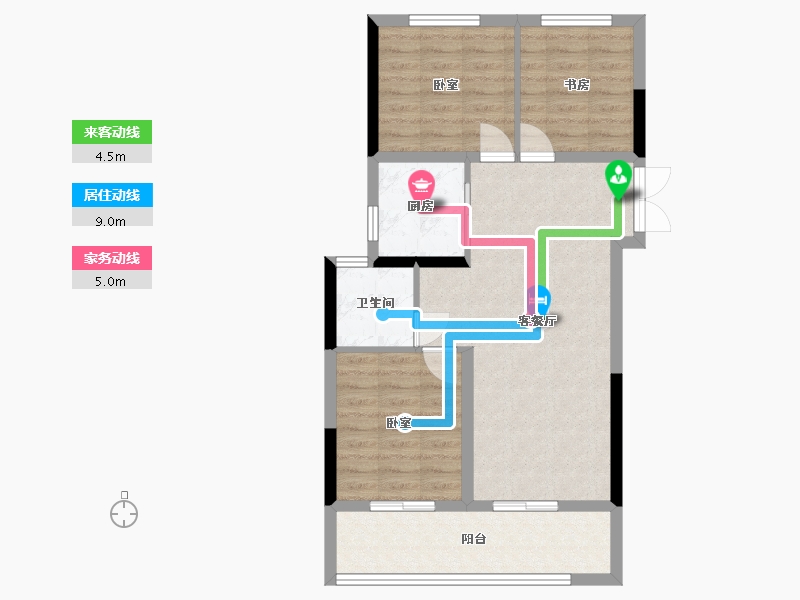 河南省-郑州市-兴港永威南樾-72.19-户型库-动静线