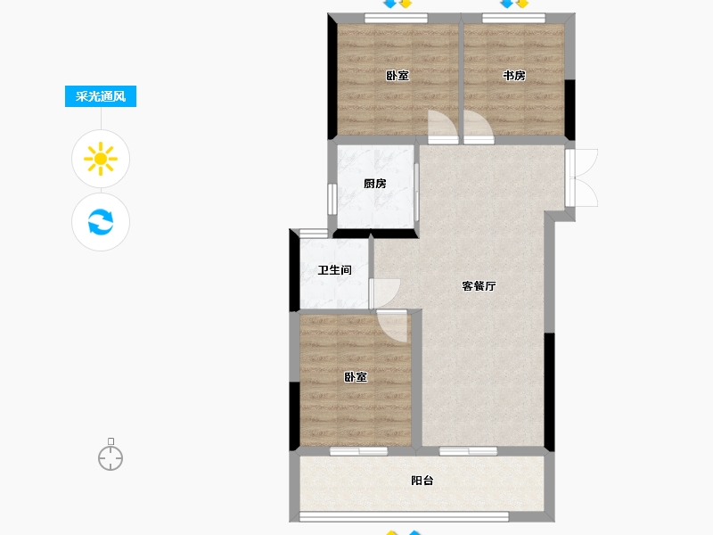 河南省-郑州市-兴港永威南樾-72.19-户型库-采光通风