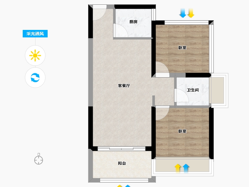 广东省-江门市-东方华庭-54.68-户型库-采光通风