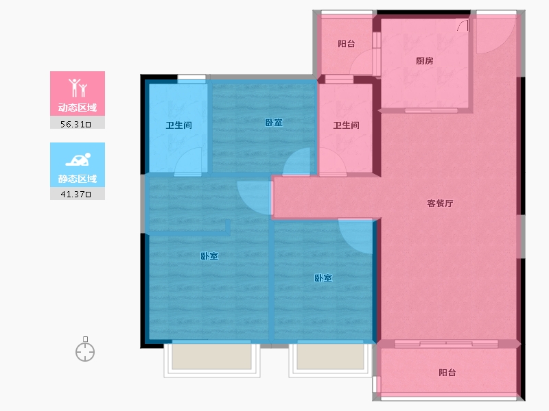 广东省-江门市-台山恒大名都-87.89-户型库-动静分区