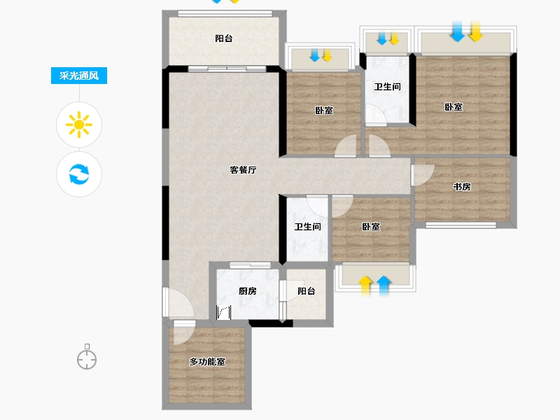 广东省-湛江市-蓝天花园-104.81-户型库-采光通风