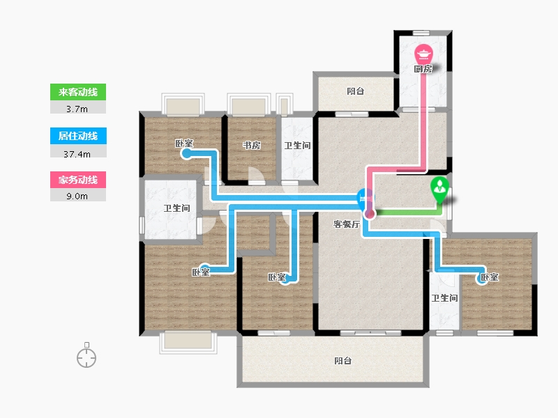 湖北省-孝感市-碧桂园中央公园-177.17-户型库-动静线