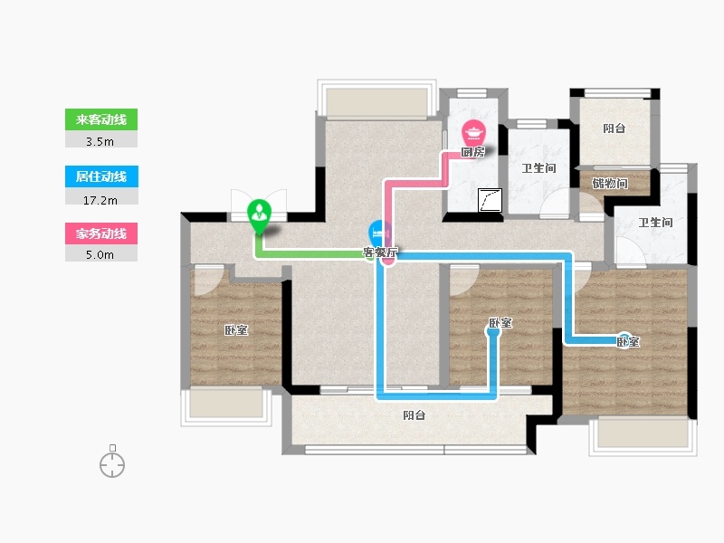 广东省-佛山市-鑫苑城-90.96-户型库-动静线