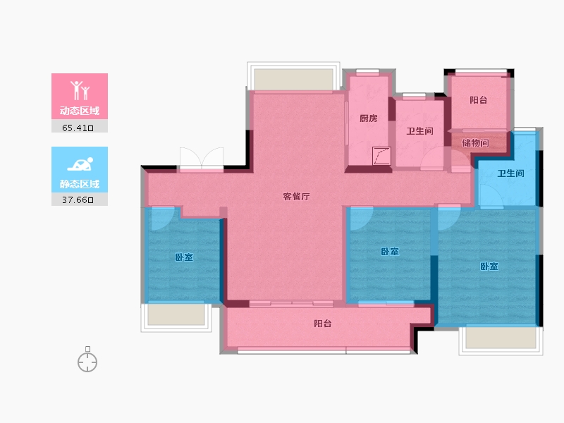 广东省-佛山市-鑫苑城-90.96-户型库-动静分区