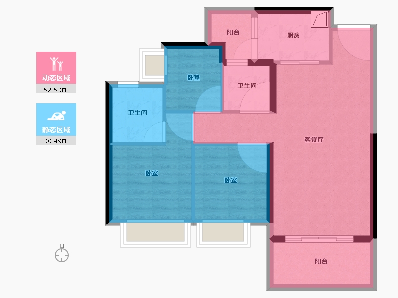 广东省-湛江市-华邦·玥珑湾-74.08-户型库-动静分区