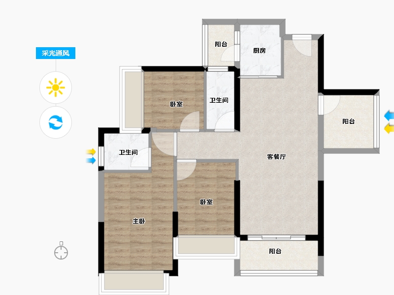 广东省-肇庆市-鼎湖山水名城-86.00-户型库-采光通风