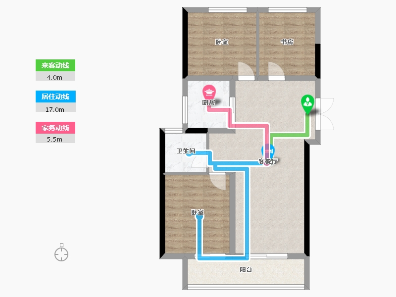 河南省-郑州市-兴港永威南樾-77.27-户型库-动静线