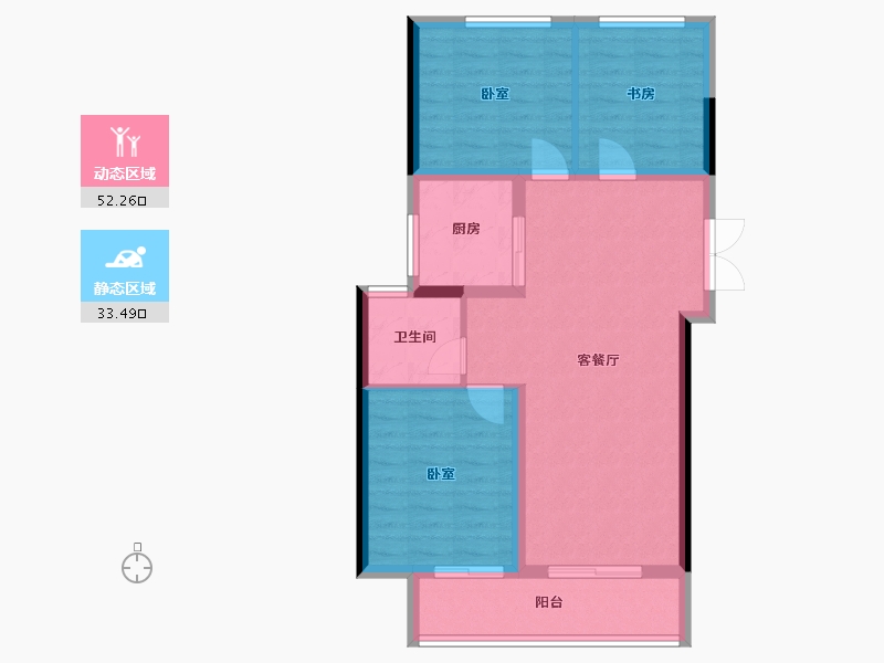 河南省-郑州市-兴港永威南樾-77.27-户型库-动静分区