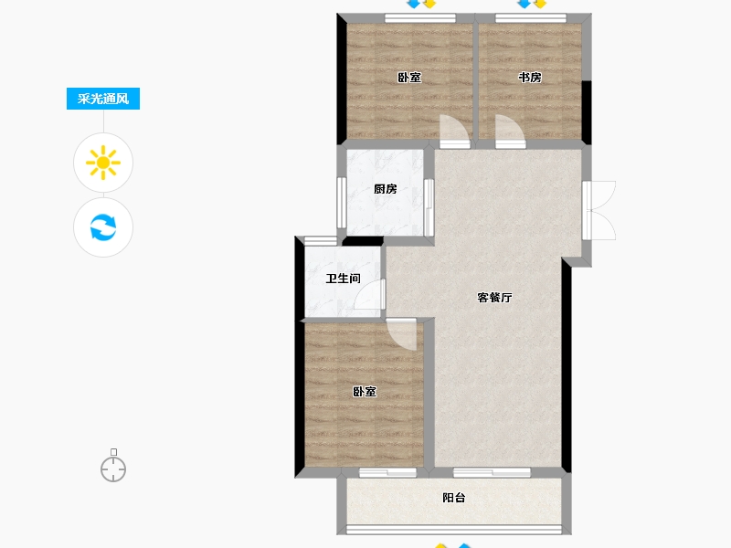 河南省-郑州市-兴港永威南樾-77.27-户型库-采光通风