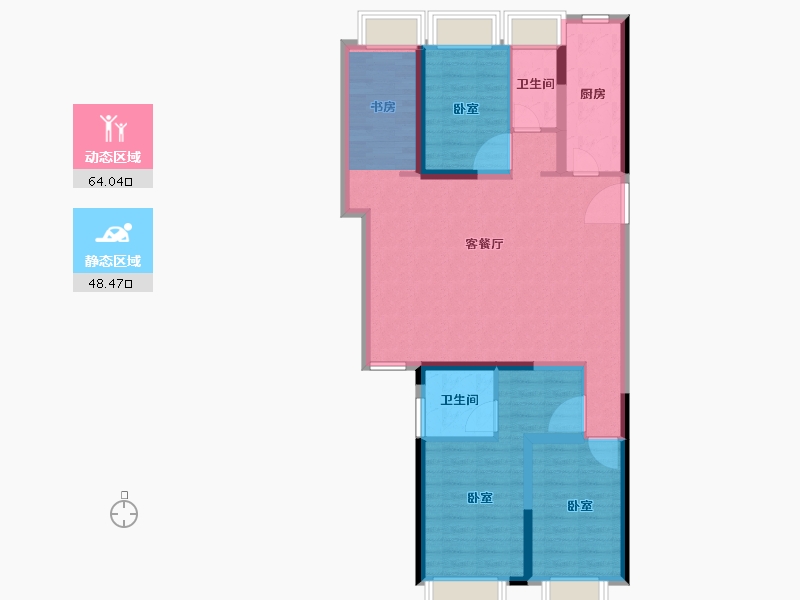 湖北省-荆州市-金辉楚樾云著-95.00-户型库-动静分区