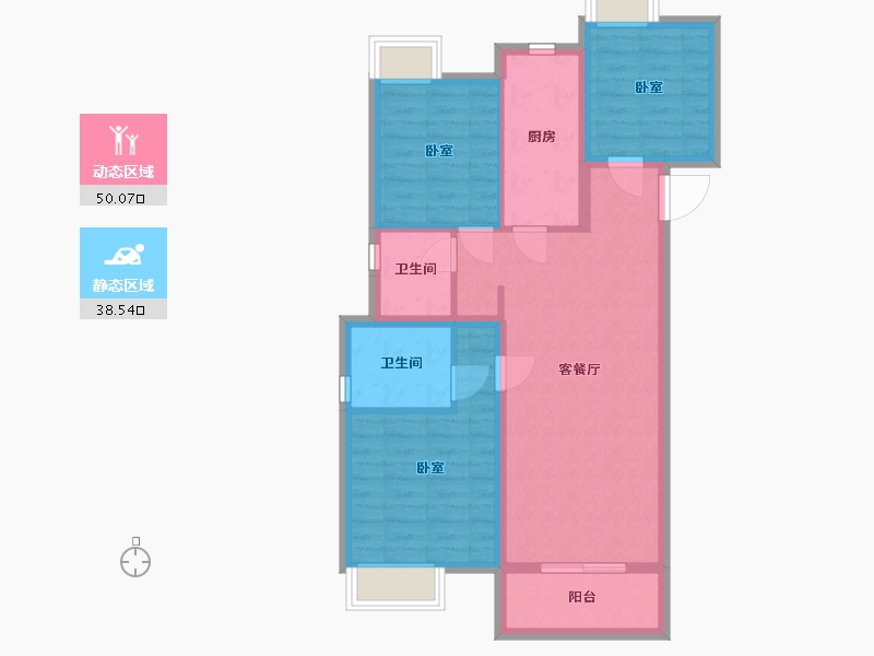 湖北省-武汉市-金地北辰阅风华-78.98-户型库-动静分区