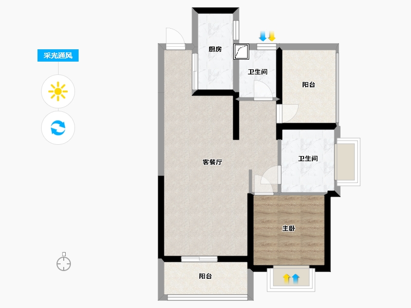 广东省-惠州市-中达聚龙庭-64.19-户型库-采光通风