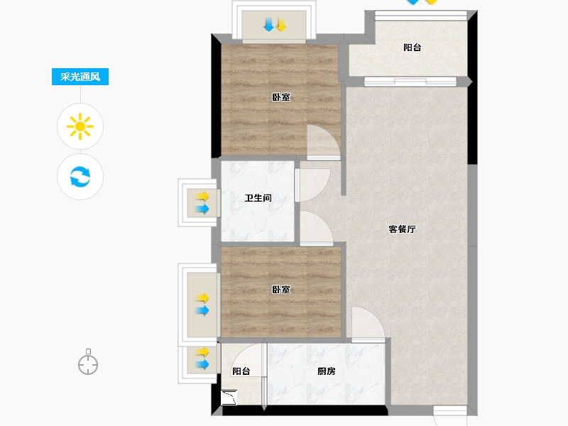 广东省-广州市-金龙城-54.84-户型库-采光通风