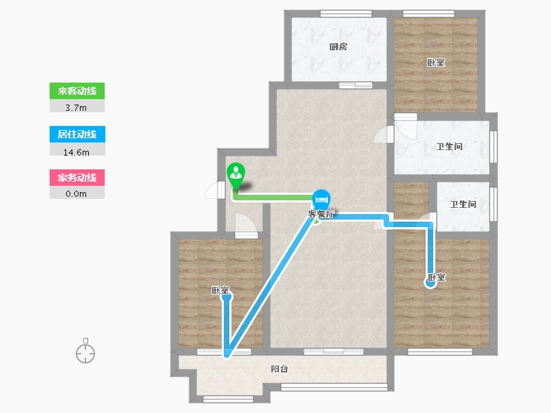 山东省-烟台市-龙燕阳光城-100.85-户型库-动静线