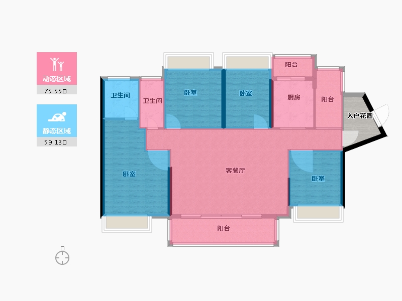 广东省-佛山市-融创望江府住宅-128.00-户型库-动静分区