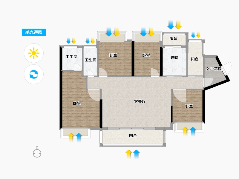 广东省-佛山市-融创望江府住宅-128.00-户型库-采光通风