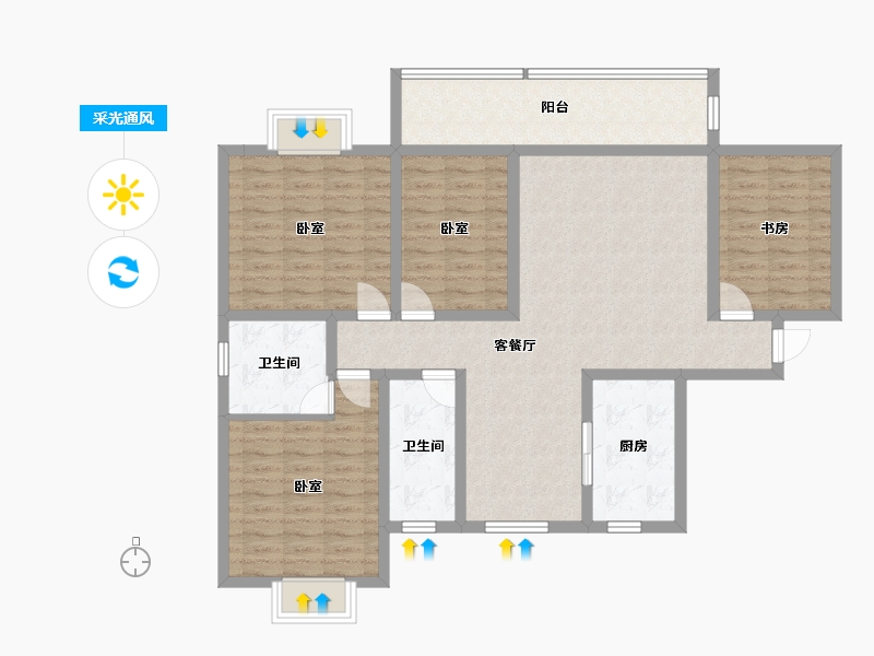 湖南省-株洲市-森林公馆-116.64-户型库-采光通风