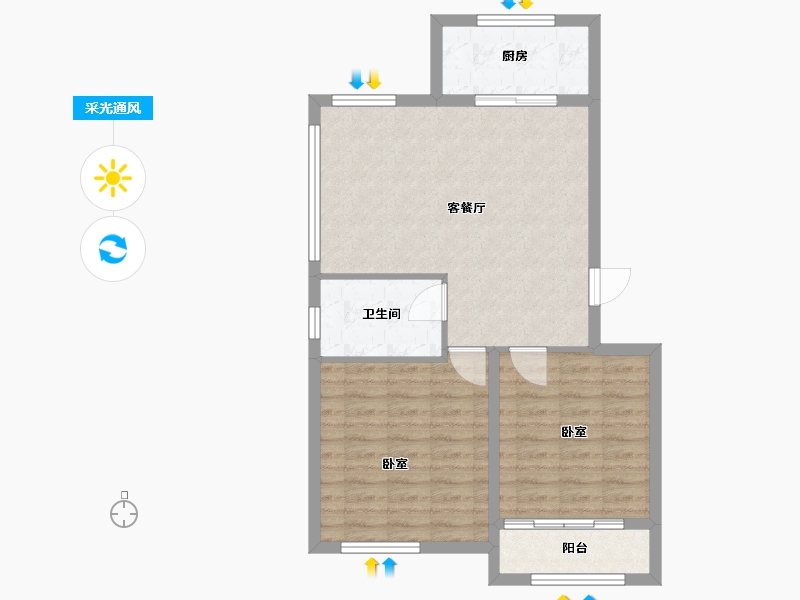 山东省-烟台市-银座广场-72.20-户型库-采光通风