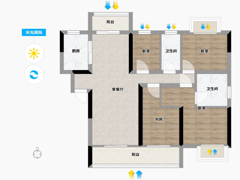 湖南省-株洲市-青龙湾-70.97-户型库-采光通风